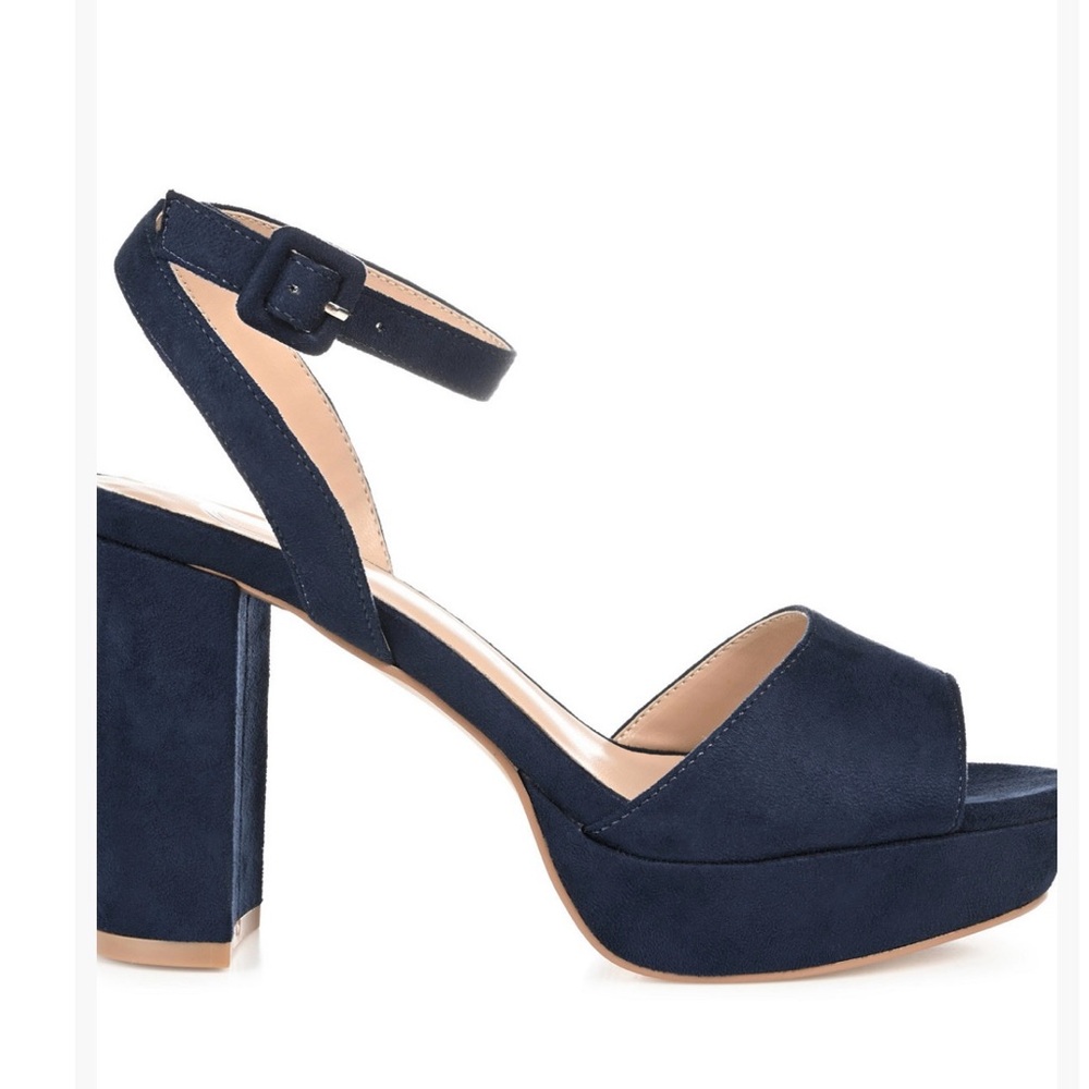 Journee Collection Dark Blue Block Heel Sandals. Never worn.